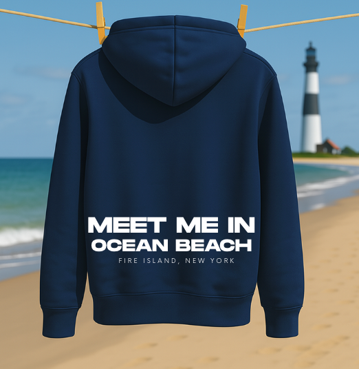 Meet Me In Ocean Beach Hoodie - Navy