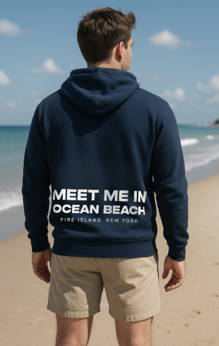 Meet Me In Ocean Beach Hoodie - Navy